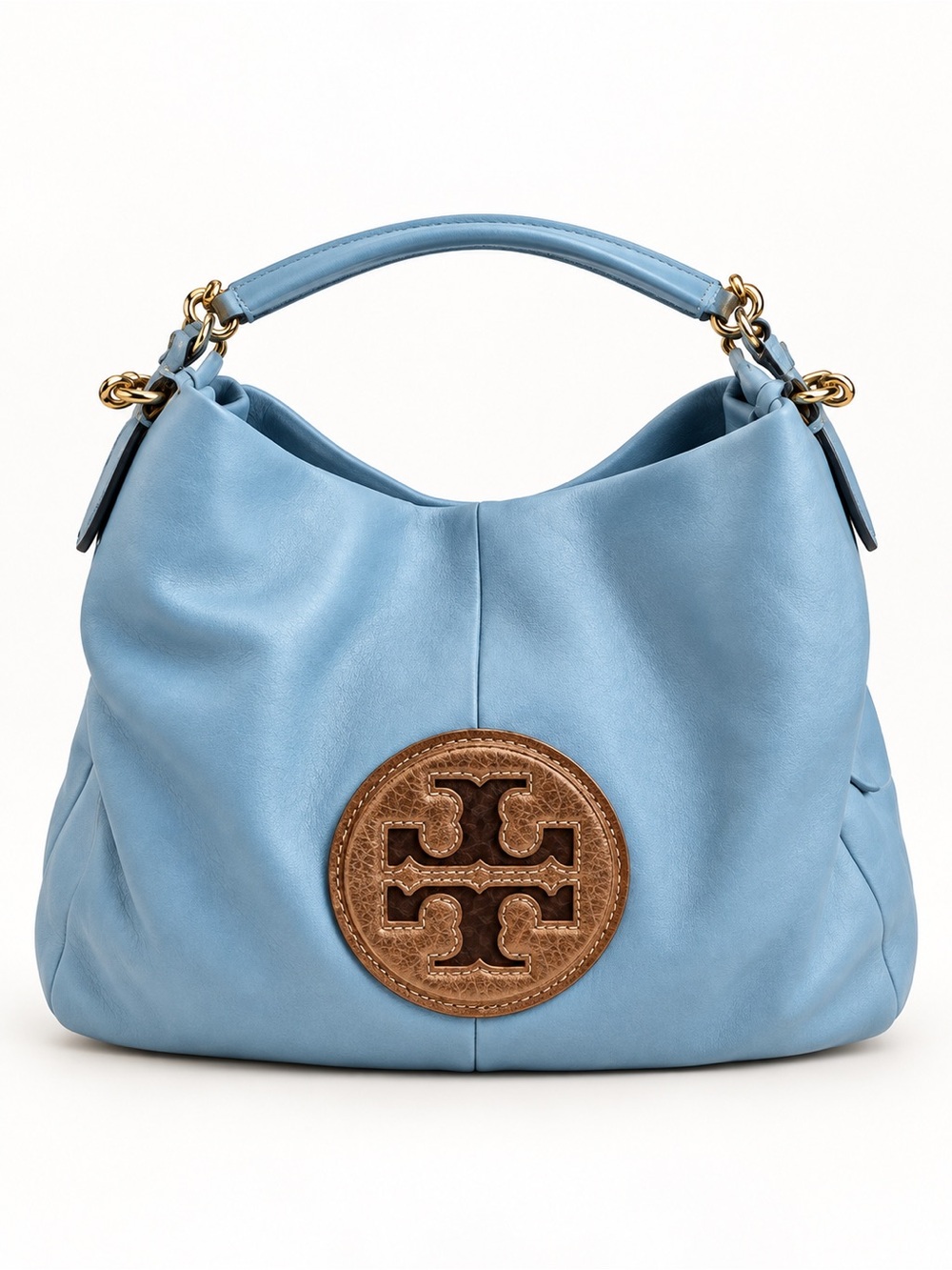 A/PH Coach Phoebe F35723 Sky Blue Pebbled Leather Shoulder Tote Bag Large